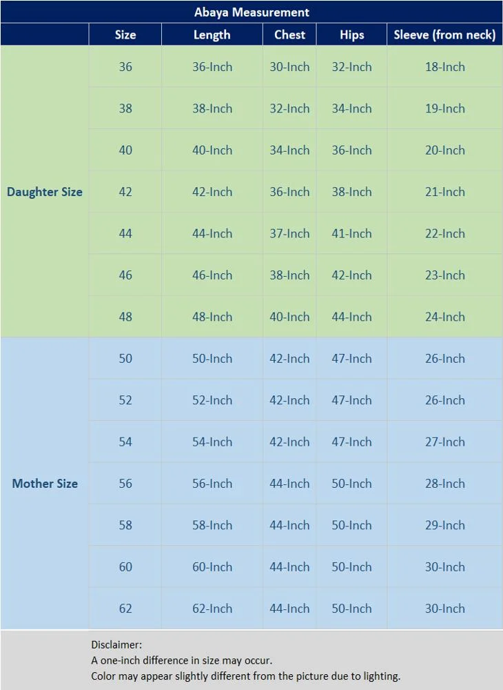 NUKHBAA  The Layla  Mother & Daughter Abaya: Minimalist Sophistication | Nida Fabric-812MD  (Dresses are sold individually. To create a matching mom and daughter set, please purchase two items in different sizes) for Women | Best Price UAE